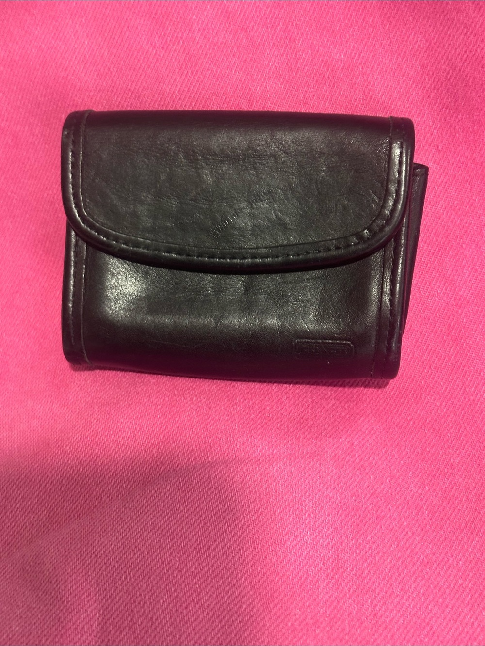 Coach Black Leather Compact Trifold Wallet